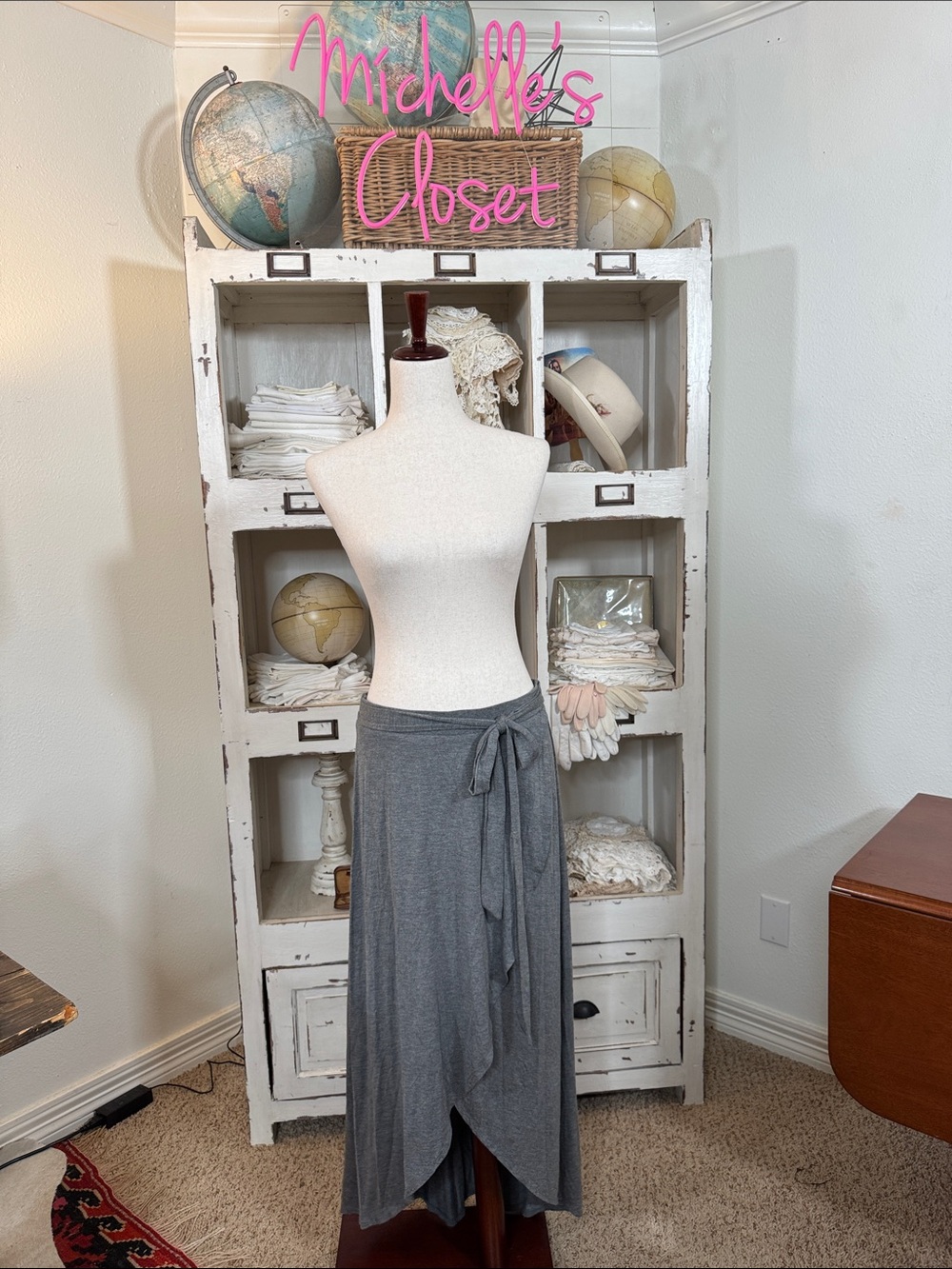 A New Day Women's Gray Wrap Midi Skirt -